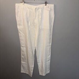 Toscano Firenze Women's White Wide Leg Linen Pants Lightweight Sz 2XL Unisex